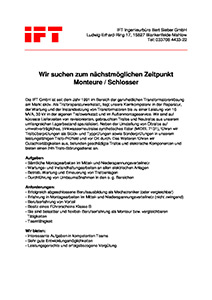 Stellenausschreibung Monteur